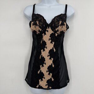 Victoria’s Secret Black Lace Babydoll Chemise Lingerie 36C